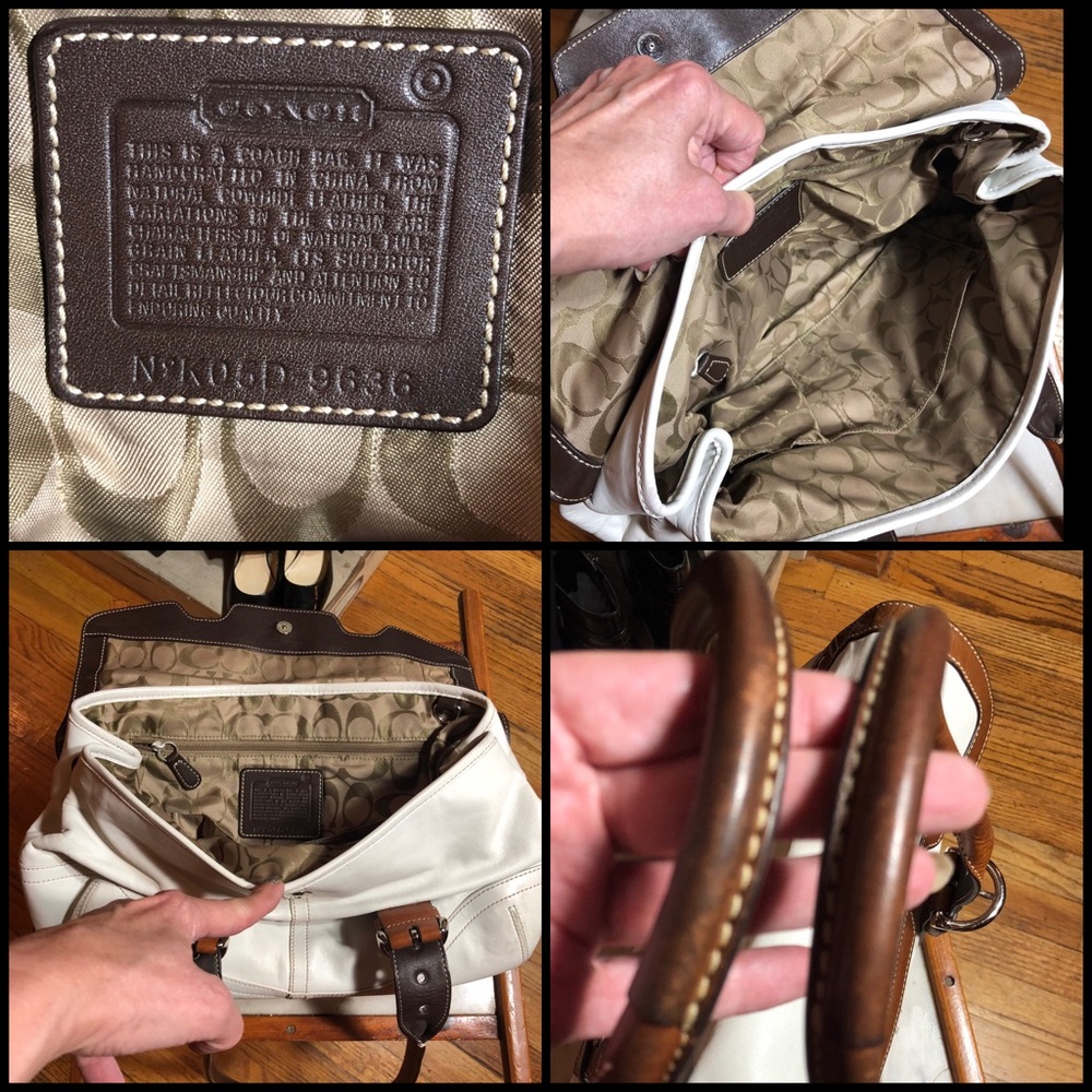 COACH WINTER WHITE/BROWN LEATHER SHOULDER BAG - Picture 6 of 15